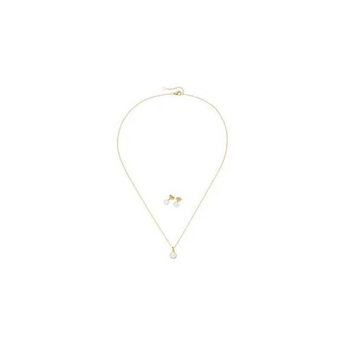 Ohrring und Ketten Set FIRETTI "Multipack Schmuck Geschenk Silber 925 Perlenhalskette Perlenohrstecker", gelbgoldfarben, weiß, Schmuck_Sets, Damen, Perlen, Silber 925 (Sterlingsilber), glänzend, mit Süßwasserzuchtperle