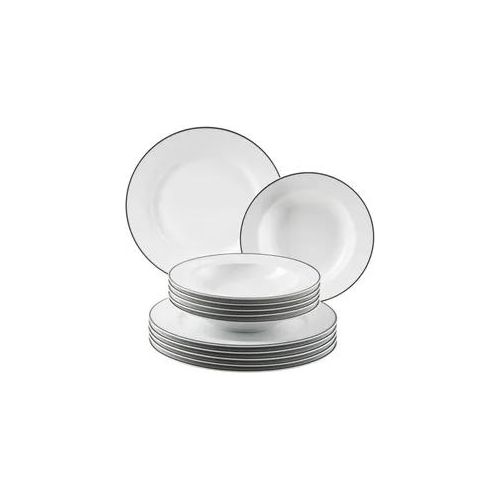 Tafelservice MÄSER "NOLA, Geschirr-Set, Porzellan", weiß, 12 Stk., Porzellan, Geschirr-Sets, Tafelservice