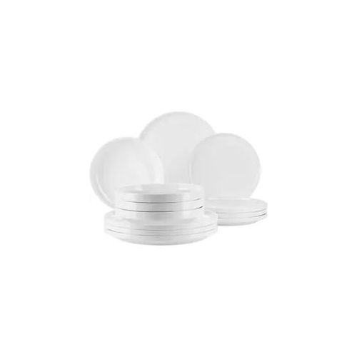 Teller-Set MÄSER "VADA, Teller Set, Porzellan", weiß, 12 Stk., Porzellan, Geschirr-Sets