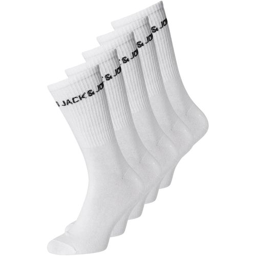 Tennissocken JACK & JONES "JACBASIC LOGO TENNIS SOCK 5 PACK NOOS", weiß, Baumwollmischung, uni, Socken Tennissocken