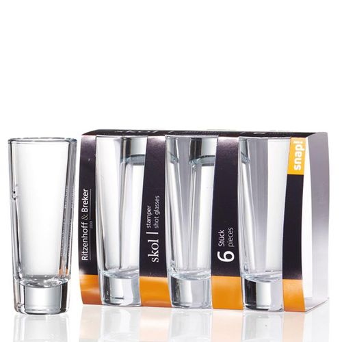 Schnapsglas RITZENHOFF & BREKER "Schnapsgläser Skol 65 ml 6er Set transparent", bunt (transparent), Glas, Trinkgefäße, Schnapsglas