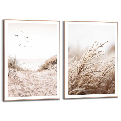 Poster REINDERS "Strand", beige (farbe bild(er): beige), B:50cm H:70cm T:1,6cm, Bilder, Poster, Wohnzimmer - Gras - Meer - Vögel - Beige - MDF - Strand - 50x70 cm