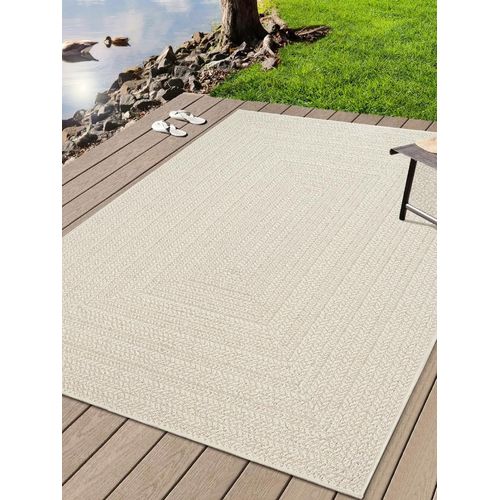 Outdoorteppich THE CARPET "Kansas", beige (creme), B:140cm H:1mm L:200cm, Polypropylen, Teppiche, Outdoorteppich, moderner robuster In und Outdoor Teppich Jute Look, Topseller