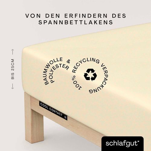 Spannbettlaken SCHLAFGUT "Cool Contact", gelb (gelb light), L:200cm, Microfaser, Obermaterial: 100% Polyester, Bettlaken, Spannbettlaken, 100% gekämmte Mikrofaser