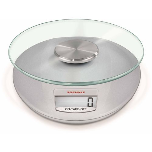 Küchenwaage SOEHNLE "Roma", silber (silberfarben), B:16cm H:3,5cm L:19cm, Sicherheitsglas, Küchenwaagen, Küchenwaage