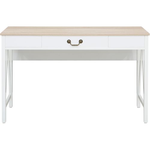Schreibtisch HOME AFFAIRE "Bellerie", weiß (eichefarben, weiß, weiß, eichefarben), B:120cm H:76cm T:48cm, Tische, Schreibtisch, Landhausoptik, Soft-Close, kratzfeste Oberfläche, Breite 120 cm