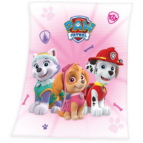 Kinderdecke PAW PATROL "Paw Patrol", rosa (rosa, weiß), B:130cm L:160cm, Polyester, Wohndecken, Kinderdecke, mit süßen Hunden, Kuscheldecke