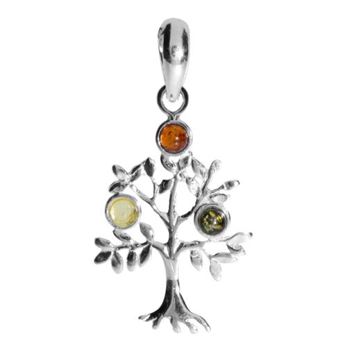 Kettenanhänger OSTSEE-SCHMUCK "- Lebensbaum - Silber 925/000 - Bernstein" Gr. 32, silber (silber 925, silberfarben, weiß), Schmuckanhänger, Damen, Silber 925 (Sterlingsilber), Kettenanhänger