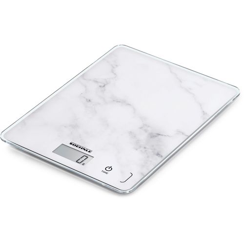 Küchenwaage SOEHNLE "Page Compact 300 Marble", weiß, B:19,2cm H:2,5cm L:23,4cm, Glas, Küchenwaagen, Küchenwaage, Tragkraft 5 kg, 1 g genaue Teilung
