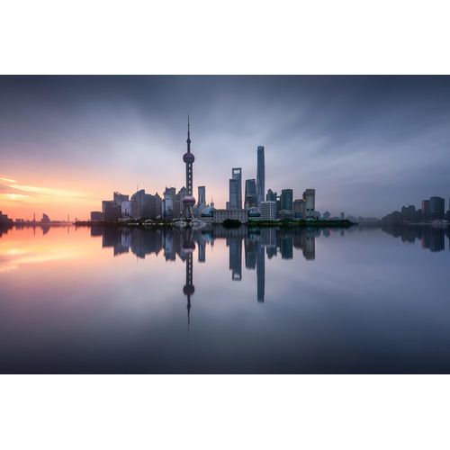 Fototapete PAPERMOON "Photo-Art JESUS M GARCIA, GUTEN MORGEN SHANGHAI", bunt, B:5m L:2,8m, Vlies, Tapeten, Fototapete