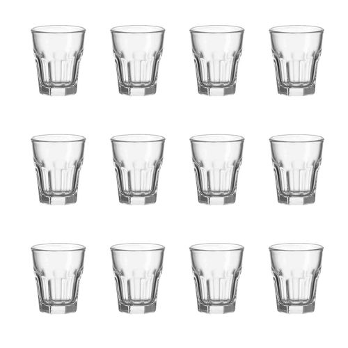 Schnapsglas LEONARDO "Schnapsgläser Rock 50 ml 12er Set transparent", bunt (transparent), Glas, Trinkgefäße, Schnapsglas