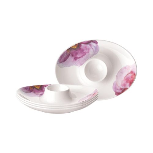 Eierbecher VILLEROY & BOCH "Eierbecher Rose Garden 4er Set bunt", bunt, Porzellan, Eierbecher, Eierbecher