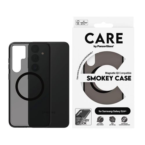CARE BY PANZERGLASS Handyhülle "Magnetic Compatible Smokey Case für Samsung Galaxy S24+", schwarz, B:11cm H:2cm T:19,5cm, Hüllen, Backcover, Schutzhülle, Handyschutzhülle, Case, Schutzcase, stoßfest, Handyhülle