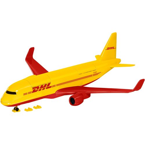 Spielzeug-Flugzeug SIKU "SIKU World, DHL Frachtflugzeug mit Zubehör (1702)", gelb, Spielzeugfahrzeuge, KinderB:36,3cm H:12,9cm T:38,5cm, Kunststoff, Metall, Spielzeug-Flugzeug, B:36,3cm H:12,9cm T:38,5cm