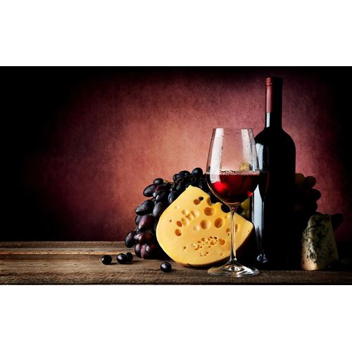 Fototapete PAPERMOON "Wein mit Käse", bunt, B:5m L:2,8m, Vlies, Tapeten, Fototapete