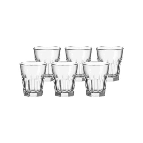 Schnapsglas LEONARDO "Schnapsgläser Rock 50 ml 6er Set transparent", bunt (transparent), Glas, Trinkgefäße, Schnapsglas