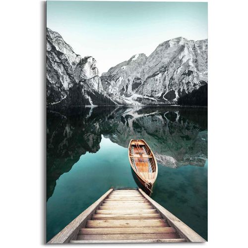 Wandbild REINDERS "Wandbild Berg See Rocky Mountains - Glacier - Winter", grün (farbe bild(er): grün), B:60cm H:90cm, MDF, Bilder, Wandbild