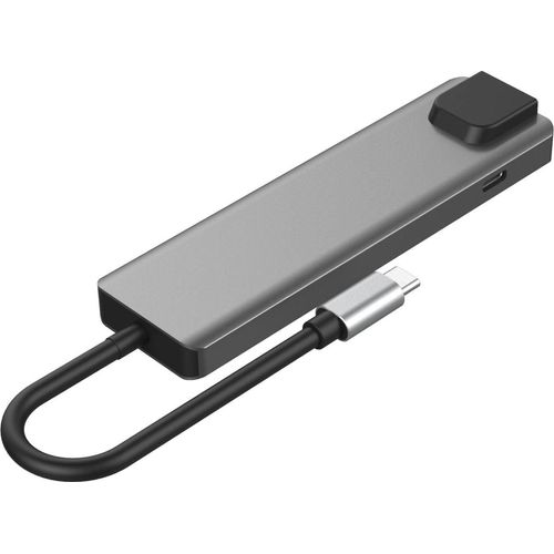 HYRICAN Laptop-Dockingstation "ST-T605 Dockingstation Type-C, 1x RJ-45, 3x USB 3.0, 1x HDMI", grau (anthrazit), B:1,08mm H:12,2mm T:1,08mm, Dockingstationen, Laptop-Dockingstation