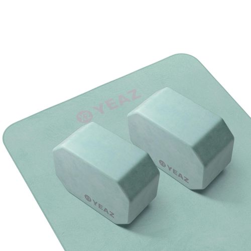 Yogablock YEAZ "Set - Yoga-Blöcke & Handtuch NEXT LEVEL", grün, Yogakissen, Yogablock
