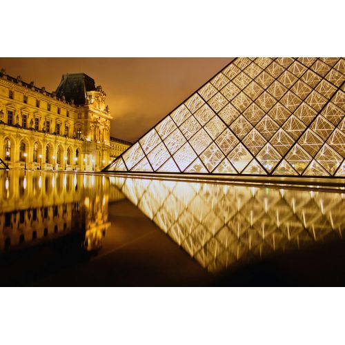 Fototapete PAPERMOON "PARIS-LOUVRE FRANKREICH STADT KUNST MUSEUM PYRAMIDE", bunt, B:3,5m L:2,6m, Vlies, Tapeten, Fototapete