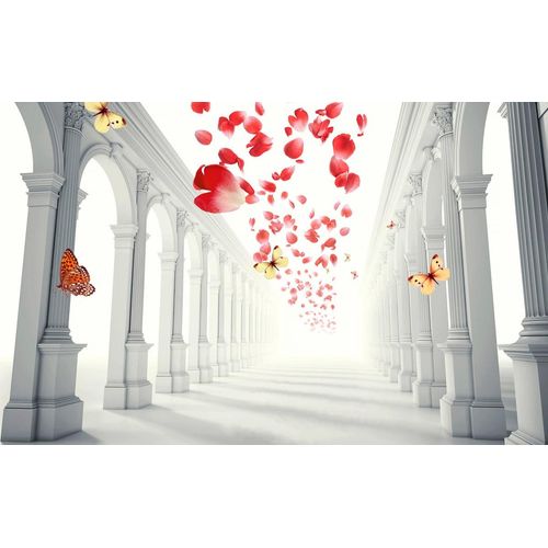 Fototapete PAPERMOON "Abstrakt 3D Effekt", bunt, B:4,5m L:2,8m, Vlies, Tapeten, Fototapete