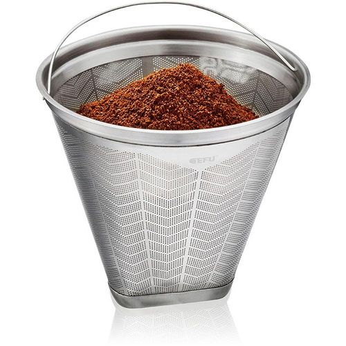 Permanentfilter GEFU "FLAVO", silber, H:9,8cm Ø:12cm, Edelstahl, Kaffeefilter, Permanentfilter, rostbeständig, wiederverwendbar,, passend für Größe 4