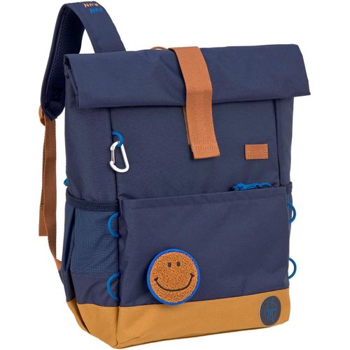 Kinderrucksack LÄSSIG "Little Gang, Medium Rolltop Backpack, navy", Mädchen, Gr. B/H/T: 26,5cm x 39cm x 15cm, blau (navy), Polyester, Rucksäcke Kinderrucksack, aus recycelten PET-Flaschen