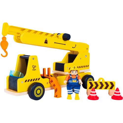 Spielzeug-Kran HAPE "Mobiles Kran- & Baustellenset", bunt, Spielzeugfahrzeuge, KinderB:38,5cm H:21cm T:13cm, Spielzeug-Kran, B:38,5cm H:21cm T:13cm