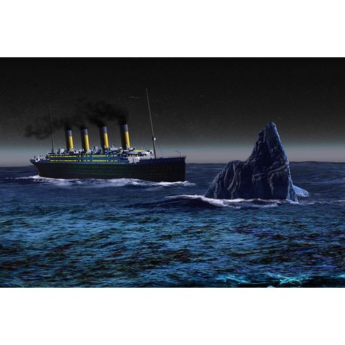 Fototapete PAPERMOON "Titanic mit Eisberg", bunt, B:3,5m L:2,6m, Vlies, Tapeten, Fototapete