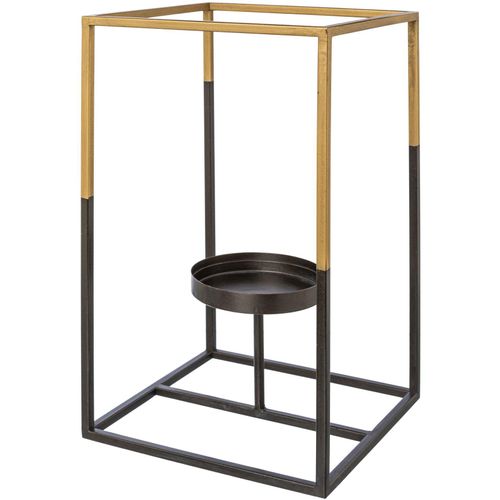 Teelichthalter CREATIV DECO, gold (goldfarben), B:20cm H:35cm T:20cm, Metall, Kerzenhalter, Teelichthalter, mit Glas, für Stumpenkerzen, Höhe ca. 35 cm