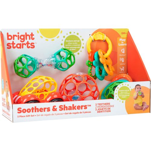 Greifspielzeug BRIGHT STARTS "Soothers & Shakers™ 5 Piece Gift Set", bunt, Greifspielzeug, Baby, Kunststoff, Metall, Greifspielzeug