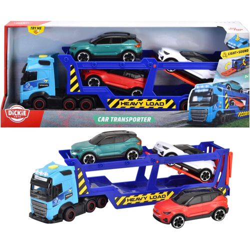 Spielzeug-LKW DICKIE TOYS "Volvo Auto-Transporter FH 16", weiß, neutral, Spielzeugfahrzeuge, KinderT:40cm, Kunststoff, Spielzeug-LKW, mit Licht und Sound; inkl. 3 Volvo Fahrzeugen, T:40cm