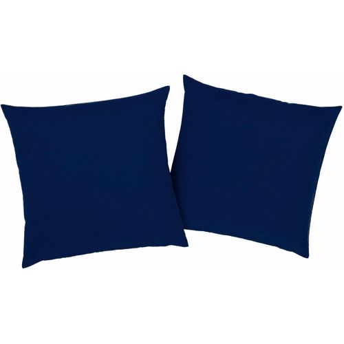 Dekokissen BRUNO BANANI "Lagan", blau (dunkelblau, unifarben), B:40cm L:40cm, Polyester, Dekokissen_Sitzkissen_Kissenhüllen, Dekokissen, 2-er Set, einfarbig, Kissenhüllen ohne Füllung, 40 x 40 cm