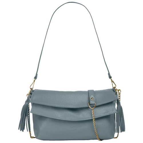 Umhängetasche SAMANTHA LOOK, Damen, Gr. B/H/T: 33cm x 20cm x 6cm onesize, blau, Leder, leicht glänzend, unifarben, Taschen Umhängetasche, echt Leder, Made in Italy