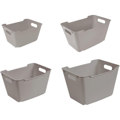 Aufbewahrungskorb KEEEPER "lotta", grau, 4 Stk., Polypropylen, Aufbewahrungsboxen, Aufbewahrungskorb, 1,8 l - 20 l, hochwertiger Kunststoff