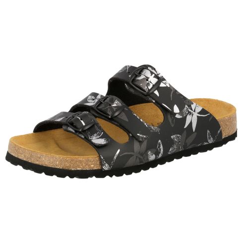 Pantolette LICO "Pantolette Bioline Leave", Damen, Gr. 37, schwarz, Synthetik, Schuhe Pantolette, Topseller