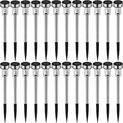 tectake® 24-er Set LED-Solarlampen, bunt, mit Erdspieß, 4,7 x 37 cm