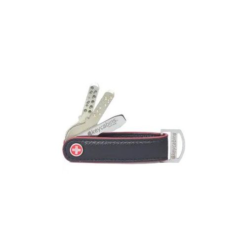 Schlüsselanhänger KEYCABINS "Loop-leather S4", Damen, schwarz (schwarz, rot), Leder, Basic, Schlüsselanhänger Schlüsselanhänger, SWISS Design