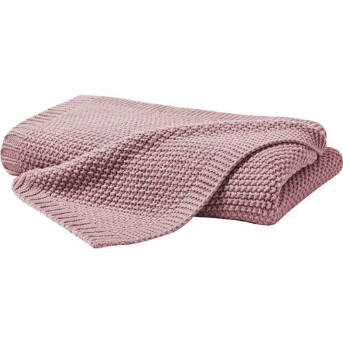 Wohndecke PRIMERA "Strick", lila (mauve), B:130cm L:170cm, Polyacryl, Wohndecken, Wohndecke, mit einer hochwertigen Randverarbeitung, Kuscheldecke