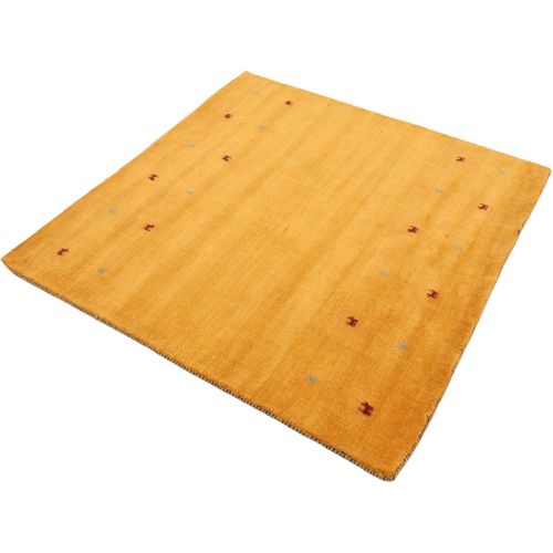 Wollteppich CARPETFINE "Gabbeh-Uni", gelb, B:120cm H:15mm L:120cm, Wolle, Teppiche, Wollteppich, reine Wolle, handgewebt, Gabbeh Loom Tiermotiv, Sonderform Quadrat