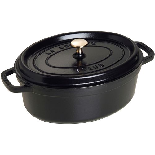 Bräter STAUB "Cocotte", schwarz, B:25cm H:16,7cm L:37,5cm Ø:31cm, Töpfe, Bräter, robust, langlebig, perfekte Hitzeverteilung, Aromaregen-Deckel