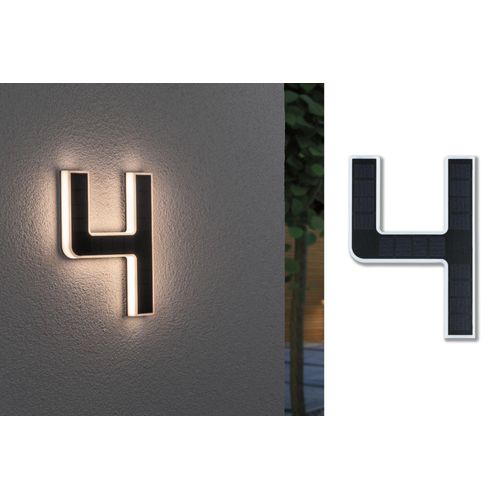 LED Außen-Wandleuchte PAULMANN "Solar Hausnummer", schwarz, B:16cm H:23cm T:3cm, Leuchten, LED Außen-Wandleuchte, LED-Modul, Hausnummern, Buchstaben wählbar, Akku wechselbar