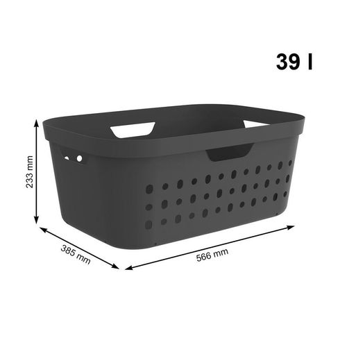 Rotho Wäschekorb Jona, Anthrazit, Kunststoff, 39 L, rechteckig, 38.5x23.3x56.6 cm, Ordnen & Aufbewahren, Wäschekörbe & Tonnen