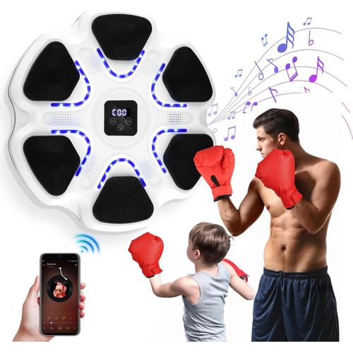 Intelligenter Musik-Boxtrainer - Wandziel - Reaktionstraining - Heimtraining - Für Erwachsene & Kinder - Weiß