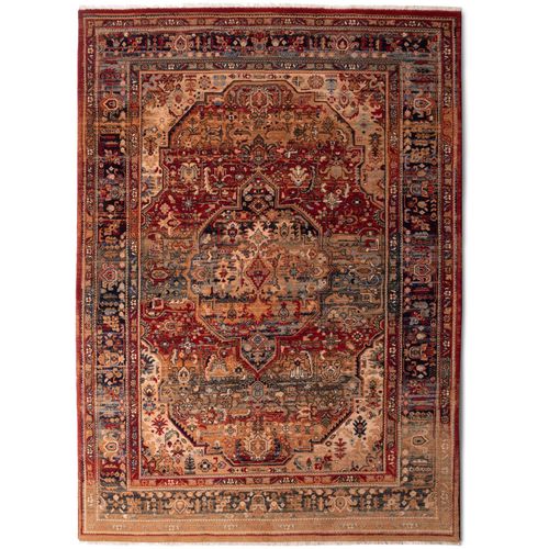 Wollteppich THEKO "Saharna 7518", rot, B:60cm H:12mm L:90cm, Wolle, Teppiche, reine Wolle, Orient-Optik, mit Fransen