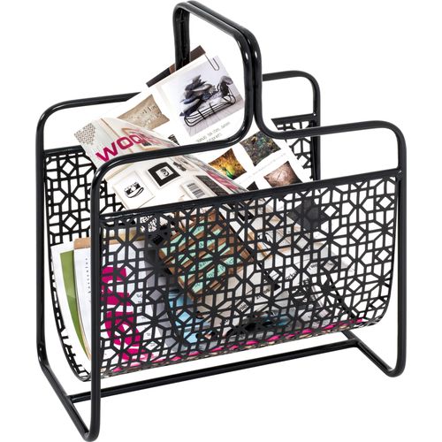 Zeitungsständer HAKU, schwarz, B:37cm H:45cm T:22cm, Metall, Zeitungsständer, Zeitungsständer