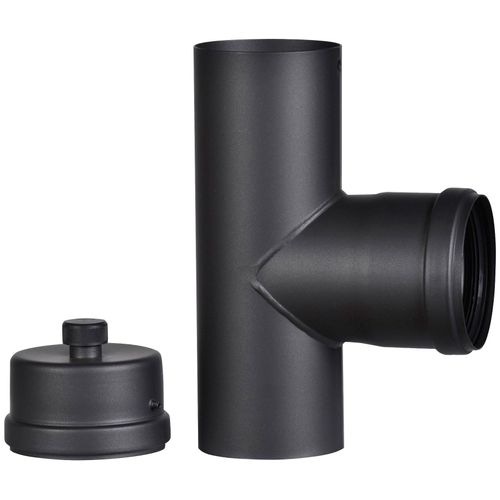 Ofenrohr FIREFIX, schwarz, B:9cm H:25cm L:15,5cm, Stahlblech, Rohre, für Pelletofenrohr