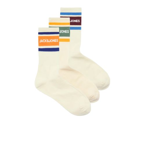 Freizeitsocken JACK & JONES "JACNICE TENNIS SOCKS 3 PACK SN", Herren, beige (buttercream pack:buttercream, buttercream), Baumwollmischung, unifarben mit Farbeinsatz, Socken