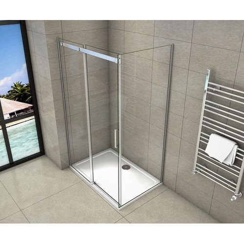 Duschkabin Schiebetür x Seitenwand:110x80cmxH.195cm Eckig Dusche 8mm Nano ESGglas Duschwand Duschabtrennung