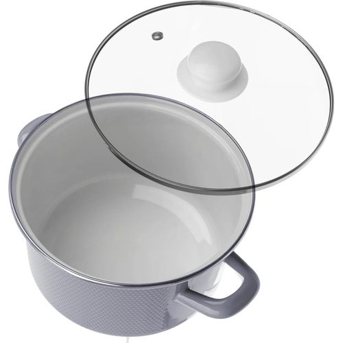 Emaille Topfset - Kochtopf-Set - 4 Größen 2 l, 3 l, 4 l, 5 l - Emaille-Beschichtung - Braun